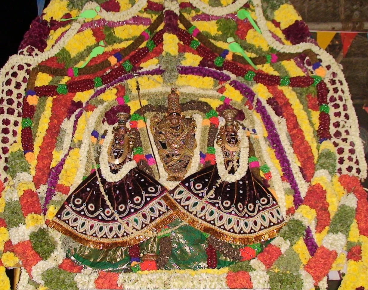 Deities adorned for the festival